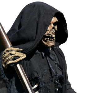 halloween specter of death grim reaper holding scythe